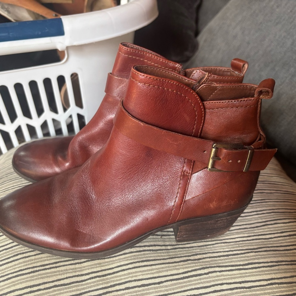Vince Brown Ankle Boots with Buckle Detail